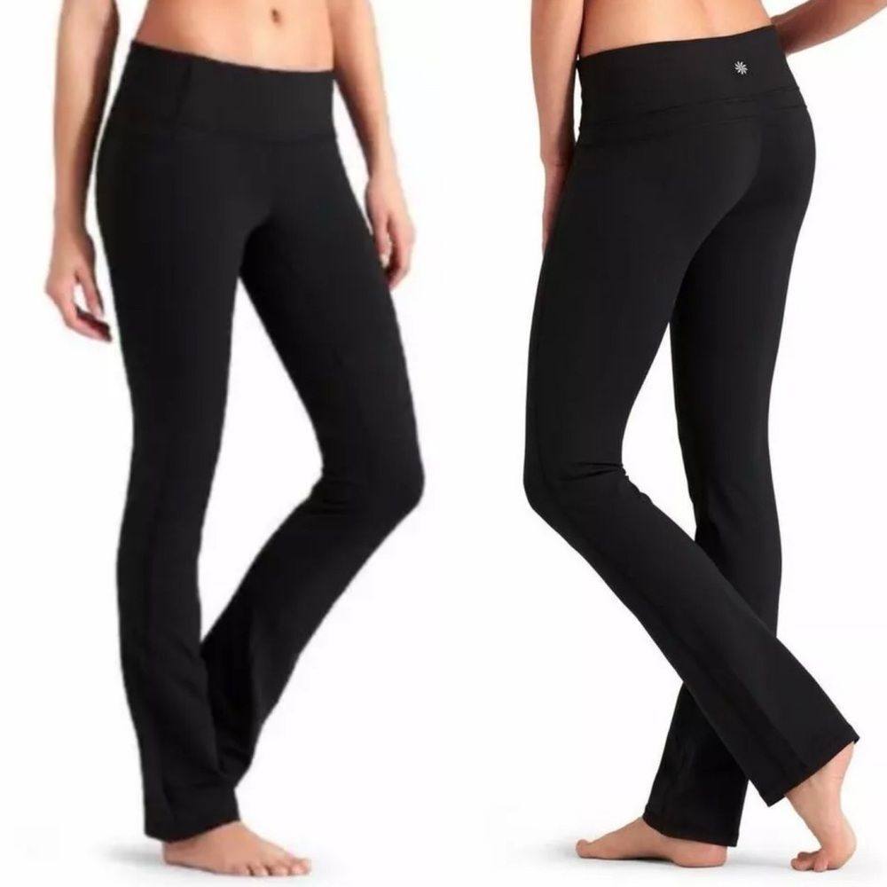 Athleta Womens Straight Up flare Athletic Pants 919179 size Small Black Gym